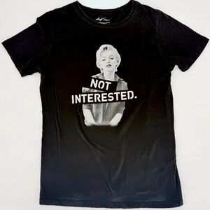 Marilyn Monroe Not Interested Graphic T-Shirt Black Women Size M Short Sleeve